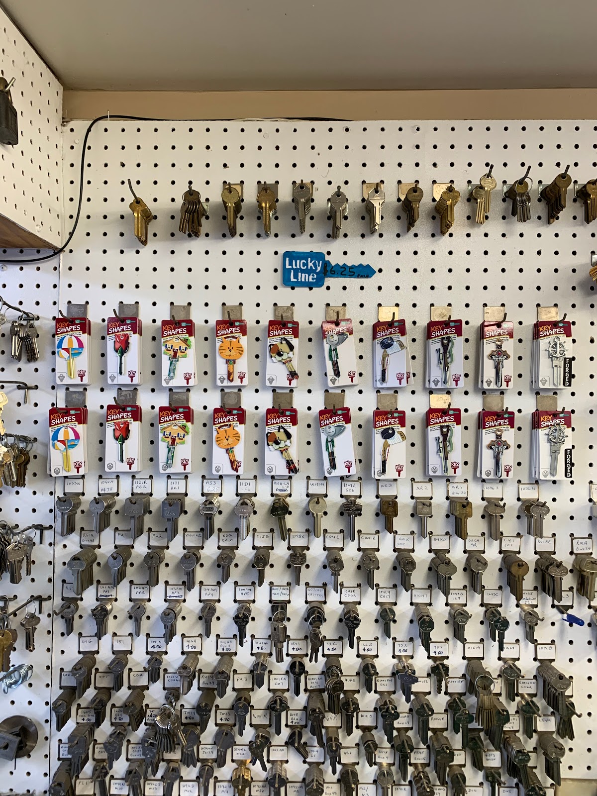Key blanks and locksmith supplies at Kim's Lock shop